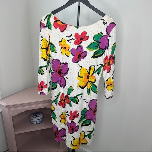 Adrienne Vittadini Dresses & Skirts - VINTAGE Adrienne Vittadini Colorful Floral Beaded Dress LARGE